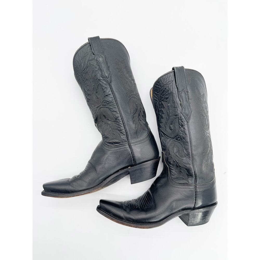 Lucchese 1883 Women’s 8 Black Burnished Buffalo Snip Toe Western Cowgirl Boots - Picture 4 of 11